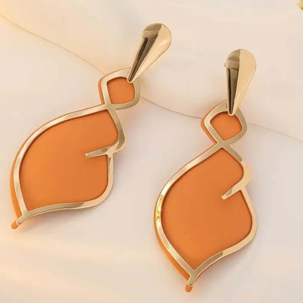 🌺 🌺 🌺TerraCotta / Orange Water Drop Earrings - with Stainless Steel Posts